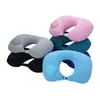 Almohada de Viaje Inflable en Forma de U Tipo Presión, Almohada Portátil de Soporte para el Cuello, Plegable y Guardable, Adecuada para Dormir de Lado, Uso en Coche y Avión