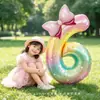 Conjunto de Balões Arco-Íris Estrela Colorido Degradê Número Laço para Festa de Aniversário Infantil