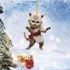 Cross-border novo Natal criativo Kung Fu gato Natal casa decorações de árvore de Natal acrílico pingente plano