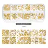 Acessórios para Nail Art Tachas Metálicas Vazadas Estilo Japonês Pedras Strass Coloridas com Fundo Plano Tiras Longas Caixinha Conjunto Misto para Nail Art Conjunto Completo