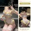 Yi Mengyao Lingerie Erótica Original Sexy Coelhinha Uniforme de Empregada com Bumbum Aberto Puro Desejo Conjunto de Empregada Cozinheira Feminino qq