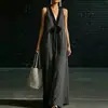 Roupas de vestuário feminino para comércio exterior, vestido de praia sexy europeu e americano sem mangas e com decote em V, vestido casual de viagem, gentil, elegante e de alta qualidade
