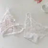 Calcinha Fio Dental Feminina Renda Morango Puro Desejo Estilo Menina Doce Japonesa com Tiras Finas e Fenda Alta Sexy para Mulheres
