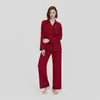 Nuevo Conjunto de Primavera de Estilo Europeo y Americano de Manga Larga y Pantalón Largo de Wenhua, Ropa de Casa Casual y Cómoda, Camisa con Cuello de Raya Ondulada Tz4138