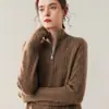 Nuevo Suéter de Cachemir para Mujer Otoño/Invierno 2025 con Media Cremallera y Cuello de Solapa Suéter Tejido Cálido Versátil Prenda Base