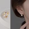 Eloch 925 Brincos curtos de prata geométrica com diamante redondo e vazado, estilo japonês e coreano, joias para orelha M00729