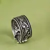 Ciervo Dorado Rey Plata Pura Vintage Desgastado Ancho Estilo Étnico Peonía Fénix Anillo para Mujer Pulsera Abierta Modelo Nuevo