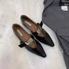 Zapatos de interior estilo francés para mujer 2024 Nueva Moda Otoño Una Palabra con Viento de Noche Puntiagudos Plateados Zapatos Mary Jane Lote