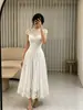 Vestido de Renda Francesa 942W Feminino Novo Cintura Alta Emagrecedor Elegante Barra Larga Vestido Longo Multicor Vestido de Banquete