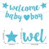 Bienvenida niña/niño revelación de género fiesta de cumpleaños de 1 año banner de purpurina banderín de tirar