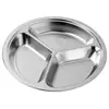 Platos redondos de acero inoxidable 304 hechos a medida, adecuados para cafeterías escolares y jardines de infancia, con diseño engrosado y compartimentos divididos para que los estudiantes los usen como platos de comida rápida.