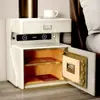 Mesa de Cabeceira Inteligente Segura com Design Moderno Minimalista Integrado, Carregamento Sem Fio, Trava de Impressão Digital e Bluetooth