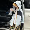 Venta al por mayor transfronteriza de chaquetas para niñas, nuevo modelo 2026, cortavientos con capucha de color bloqueado para otoño, corte holgado para niños mayores