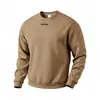 Moletom Masculino Europeu e Americano Pesado Outono e Inverno Com Pelúcia Cor Sólida Gola Redonda Camiseta Oversize Logotipo de Silicone Top