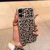 Capa para iPhone 17 Janela Grande 16 Pro com Estampa de Leopardo e Glitter Adequada para Apple 15 Pro Max Estilo Europeu e Americano 14 Moda