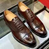 Zapatos de Cuero de Gama Alta para Hombre Cuero Genuino Charol Cuero Pulido con Cordones Zapatos Formales de Negocios Británicos Zapatos Derby Zapatos para Hombre