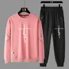 Conjunto de Moletom e Calça Esportiva Versátil e Moderno para Homens e Mulheres Primavera e Outono Novo Casual Manga Longa Esportivo Conjunto de Duas Peças