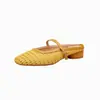 Vacaciones en París~ Zapatillas tipo Mocasín Mary Jane Caladas de Tacón Grueso Tejidas con Punta Cuadrada para Mujer, Sandalias de Verano de Media Caña para Uso en Exteriores
