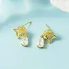 Lindos Aretes de Mariposa con Piedra Ojo de Gato 2021 Nuevos Pendientes de Perforación de Oreja de Moda para Mujer Otoño e Invierno Pendientes Franceses de Gama Alta de Nicho