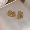 Brinco de pressão oval com zircônia banhado a ouro 18k real, brincos franzidos de moda de nicho de alta qualidade, acessório de orelha versátil de luxo leve