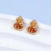 Pendientes de Lujo Ligero con Forma de Calabaza, Pendientes Únicos de Cristal de Vidrio Degradado de Nicho, Pendientes de Lujo Ligero de Gama Alta, Nuevos Modelos al por Mayor
