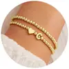 Pulseira de 26 Letras em Formato de Coração Estilo Europeu e Americano, Moderna e Elegante, Corrente de Pulso com Contas de Cobre Banhado a Ouro, Presente de Amizade para Mulheres