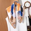 Pañuelo de Seda Artístico Morandi de 70 cm para Mujer, Pañuelo Cuadrado Versátil de Alta Gama, Adecuado para Viajar al Trabajo, Elegante para Camisas y Trajes, Pañuelo Pequeño para el Cuello, Bufanda