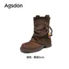 Botas de Cano Curto com Solado Grosso Aogushi Deng Femininas 2026 Novas Botas Franzidas Estilo Maillard Botas de Viagem de Xinjiang Botas de Cowboy Ocidental