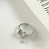 Anel minimalista de flor e gota d'água em prata, moderno, requintado, simples, criativo, design de nicho, versátil para o uso diário