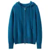 Outono/Inverno Novo Cardigã de Tricô Solto Versátil Preguiçoso Cashmere Feminino Design de Feijão Dourado Senso de Design Casaco Suéter com Capuz e Zíper