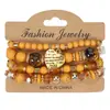 Pulsera de Cristal con Abalorios Estilo Oceánico Transfronterizo Bohemio Original Color Caramelo Colgante de Corazón para Mujer