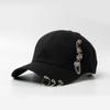 Boné de Baseball com Corrente de Unhas de Salgueiro Distintivo Estilo Coreano Boné de Aba Curva com Três Argolas Boné Protetor Solar Anti-Sol para Todas as Estações de Primavera e Verão para Crianças