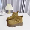 Botas da Moda com Sola Grossa Retro, Aumentadoras de Altura, Estilo Coreano 2026, com Zíper Lateral, de Camurça, para Tornozelo, Botas Curtas, Botas Birkenstock