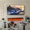 Móvel de TV com Lareira Estilo Francês 1.8/2.2/ 2.4m Feito de Madeira Maciça para Uso Doméstico na Sala de Estar com Decoração de Chama Simulada e Aquecimento Elétrico