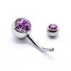 Adornos para el ombligo transfronterizos cabeza plana taladro adhesivo anillo para el ombligo de acero inoxidable adornos para perforaciones corporales incrustación de diamantes de imitación de colores clavo para el ombligo