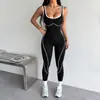 Conjunto de yoga europeo y americano de una pieza transfronterizo para mujer, bloques de color, espalda descubierta, pantalones largos de melocotón para glúteos, ropa integrada para deportes de Pilates y fitness