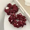 Goma para el pelo de lunares burdeos a la moda estilo coreano con un toque de alta gama, Elegante goma para moño, Accesorio para el pelo