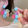 Brincos de Flor de Chiffon com Ráfia Agulha de Prata, Frescos e Doces, Brincos de Estilo Nicho com um Toque de Luxo Leve e Sofisticado para Mulheres