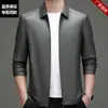 Chaqueta de Cuero con Cuello de Solapa para Hombre, Nuevo Abrigo de Cuero Otoño/Invierno, Chaqueta de Cuero para Hombre, Popular Abrigo de Cuero para Motocicleta Estilo Business Casual