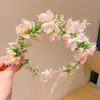 Tiara Floral Infantil, Grampo de Cabelo para Menina, Adorno de Cabeça Hanfu, Fotografia, Saia Mamian, Tiara de Flores para Menina, Acessórios, Laço