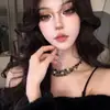 Collar de Cristal Negro Estilo Palacio Retro Europeo y Americano para Mujer Diseño de Nicho Lujo Accesible Cadena para Clavícula Elegante Estilo Nuevo