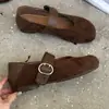 Zapatos Mary Jane con Estampado de Leopardo para Mujer, Planos 2025 Otoño Gamuza Retro con Falda, Suela Suave, Correa Única, Boca Baja, Uso Bidireccional