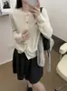 Cardigan de Punto Elegante Estilo Coreano Otoño 2026 con Botón de Madera Cuello Redondo para Mujer Versátil Casual Suave