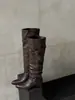 Apertura de Caña Ancha Botas Apiladas para Mujer Tacón Grueso Botas Hasta la Rodilla Estilo Otoño 2026 Hebilla de Cinturón Botas Vaqueras Moda Talla Grande Botas Largas