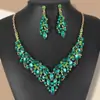 Juego de Collar y Pendientes de Perlas con Diamantes y Cristales, Joyería para Mujer de Banquete de Boda Nupcial, Estilo de Lujo Ligero