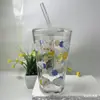 Taza de desayuno con escala nueva con vaso para sorber regalo creativo vidrio con tapa vidrio Vaso de red
