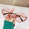 Gafas de sol irregulares con incrustaciones de diamantes 2024 nuevas gafas de sol para mujer cara grande que adelgazan las gafas de sol anti-ultravioleta forma cóncava