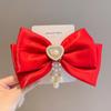 2025 Horquilla para el pelo con lazo para niña, horquilla roja para niña, accesorios para el pelo de princesa para bebé de Año Nuevo