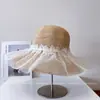 Estilo Hada Tul Diamante Brillante Rafia Fina Sombrero de Pescador para Mujer Verano Ala Ancha Sombrilla Sombrero Cubeta Sombrero de Playa Vacaciones en la Costa