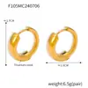 Brincos elegantes com costura circular retrô transfronteiriça em estilo coreano, banhados a aço titânio, anel de ouro verdadeiro 18k, brincos de nicho distintos para mulheres